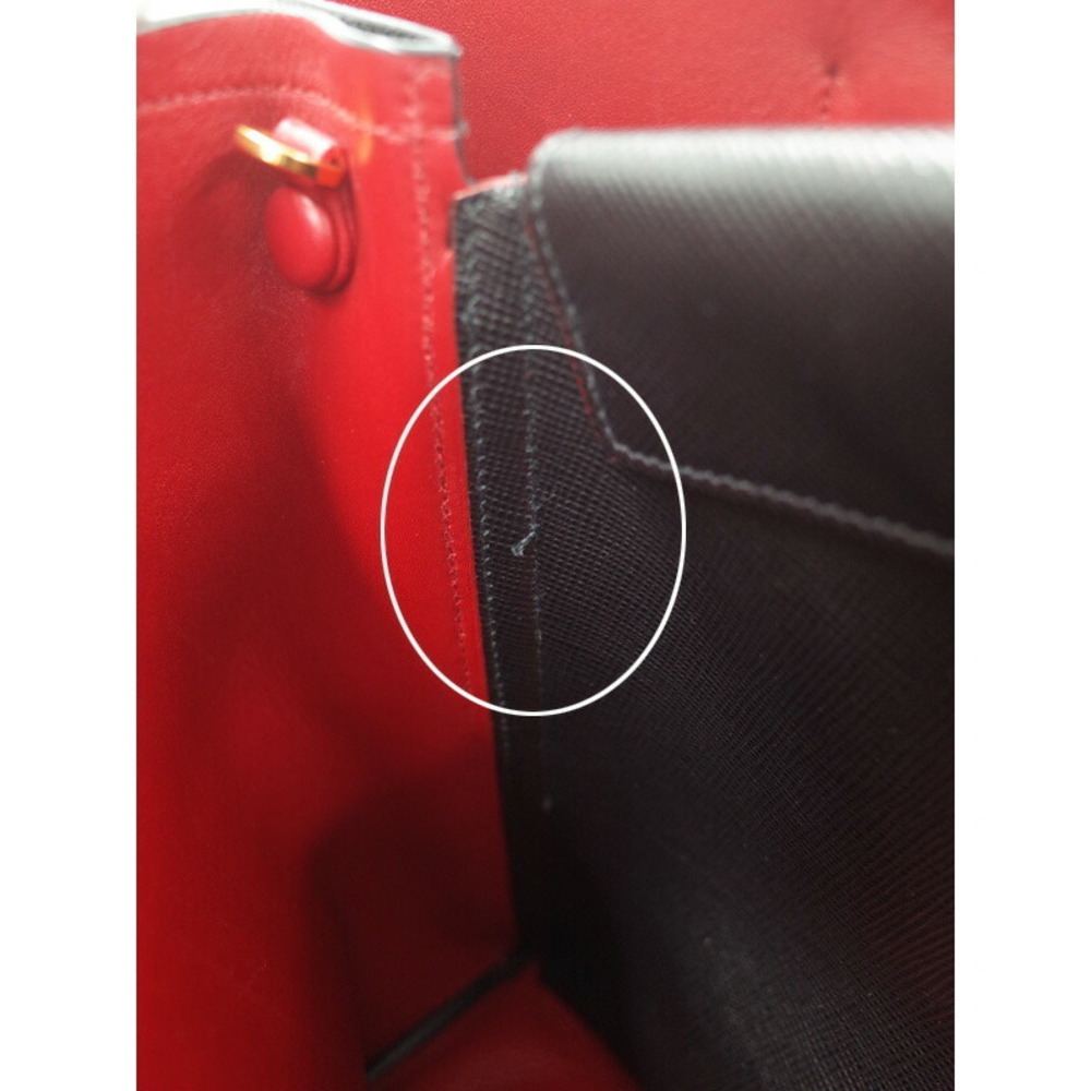 Prada Saffiano Leather Double Shoulder Bag black - Picture 9 of 9